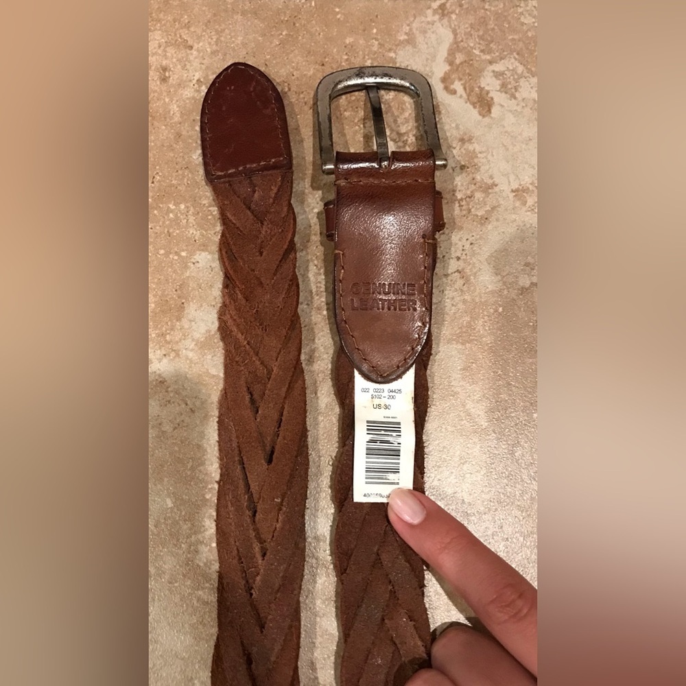 American Eagle Leather Belts: Brown Braided Belt (30) & Silver Skinny Belt (S) - Picture 8 of 13